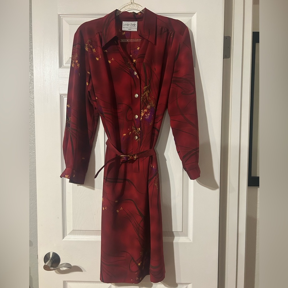 Vintage Red Floral Women's Dress